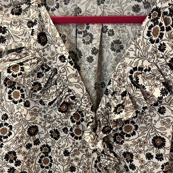 Zara button down ruffled cotton shirt. - Picture 9 of 15